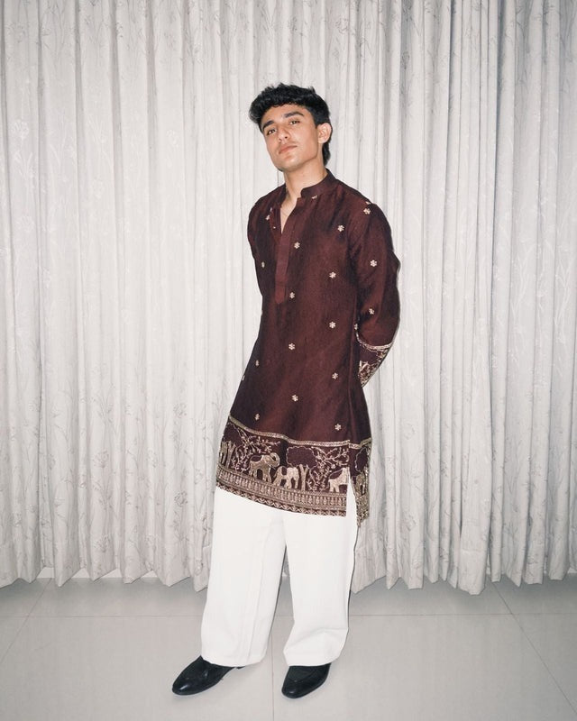 Maroon Royal Elephant Motif Handcrafted Designer
