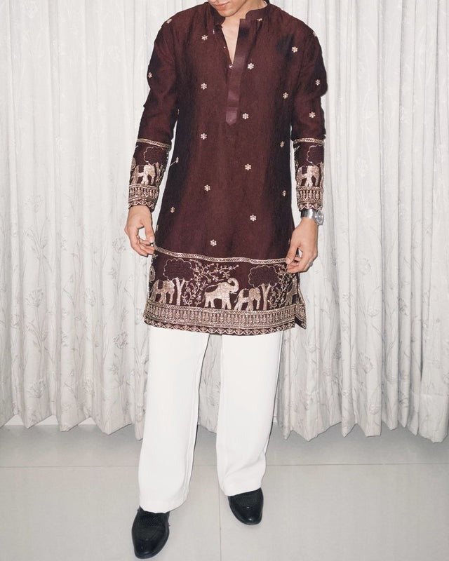 Maroon Royal Elephant Motif Handcrafted Designer