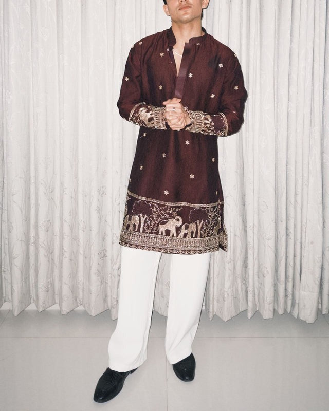 Maroon Royal Elephant Motif Handcrafted Designer