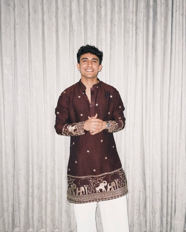 Maroon Royal Elephant Motif Handcrafted Designer