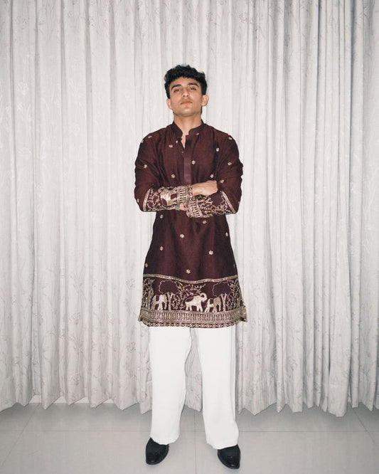Maroon Royal Elephant Motif Handcrafted Designer